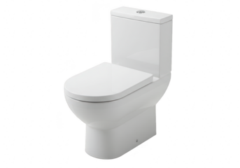 Closeup view of a white toilet isolated on transparent background