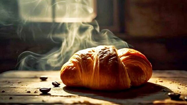Still Life Of Fresh Bread And Pastries With Coffee For Breakfast