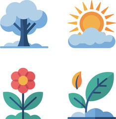 Floral and seasonal icon pack. Seasonal plant growth, leaf colors, climate widgets and flower bloom indicators  
