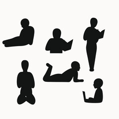 Silhouette Collection Diverse Reading and Relaxation Poses