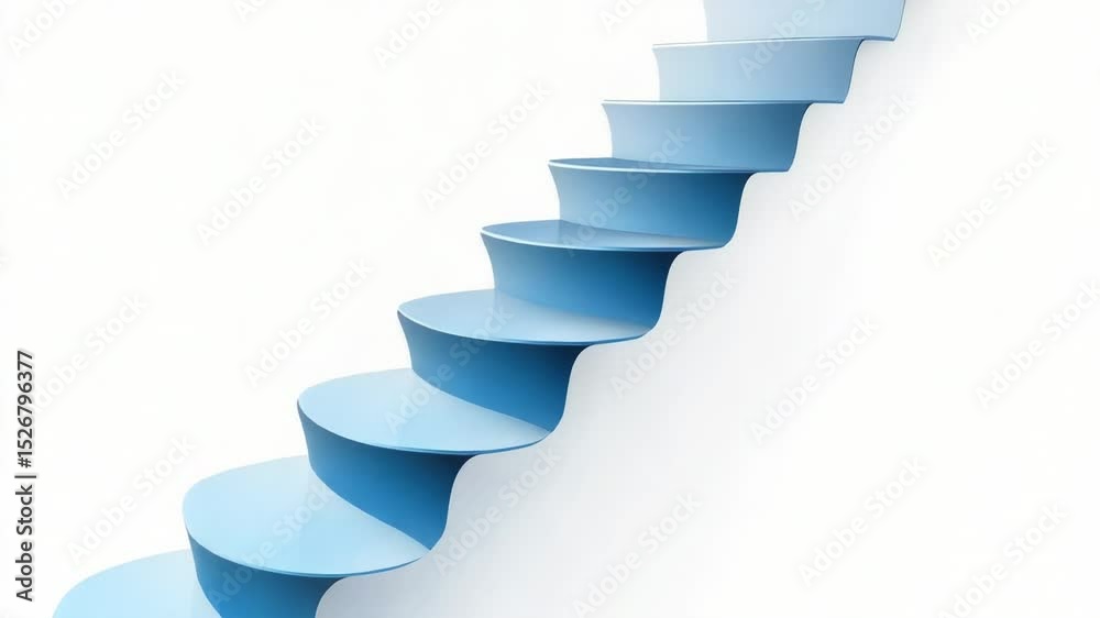 Poster a modern architectural feature with a blue spiral staircase set against a white background
