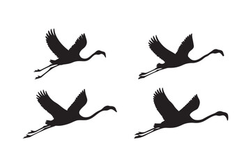 Flying Flamingo Silhouettes