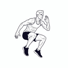 Fototapeta premium Dynamic Man Doing High Knees Exercise - Fitness Workout Illustration