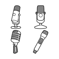 four simple black and white microphone images