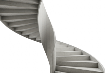 Modern concrete spiral staircase isolated on transparent background