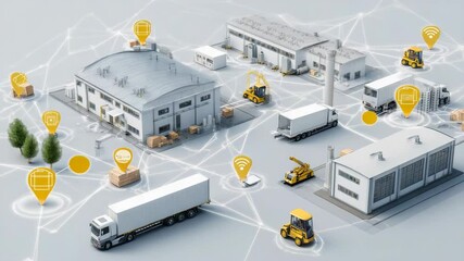 Industrial facility with interconnected logistics network - Powered by Adobe