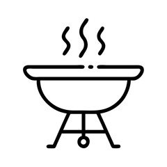 Barbecue grill icon with smoke illustration for cooking and outdoor dining concepts