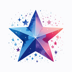 Multicolored Five Pointed Star with Glitter and Sparkle