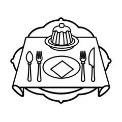 Continuous Line Drawing of Elegant Table Setting with Cutlery

