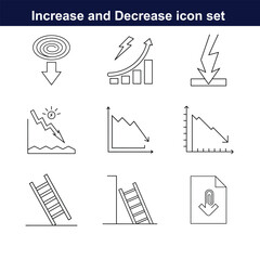 increase and decrease line art icon set. full editable design on white background. 