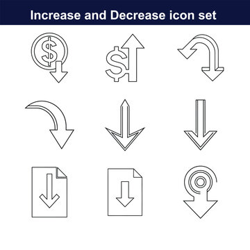 increase and decrease line art icon set. full editable design on white background. 