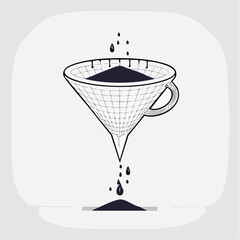 Pour Over Coffee Brewing Process Illustration
