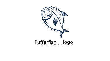 Fototapeta premium Editable outline pufferfish icon vector with cartoon character feel for marine packaging visuals, underwater-themed branding projects, and tropical seafood logo illustrations.