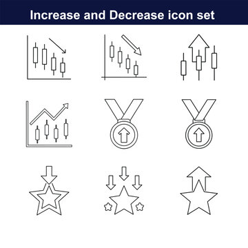 increase and decrease line art icon set. full editable design on white background. 