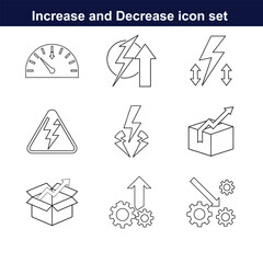 increase and decrease line art icon set. full editable design on white background. 