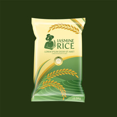 Rice Package Mockup Thailand food Products, vector illustration