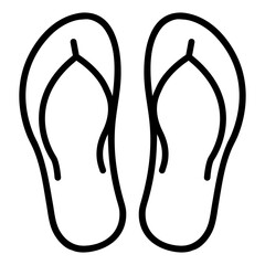 Outline of Pair of Flip Flops Footwear for Summer or Vacation