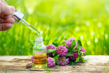Red Clover Extract and Supplements. Selective Focus.