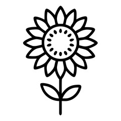 Sunflower Outline Icon Simple Flower Illustration