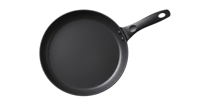 Top-view of nonstick flat tawa pan for roti and dosa cooking isolated on a transparent background