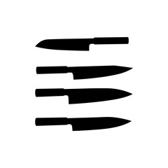 Knife set silhouette icon vector flat design.