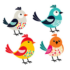Obraz premium Colorful Bird Illustrations-Cute Bird Clipart-Whimsical Bird Art-Perfect for Children's Designs-Cheerful Bird Graphics-Creative Bird Design Elements-Unique Bird Illustration Ideas