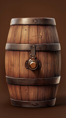 Obraz premium Closeup of cozy wooden small keg, natural materials