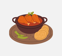 Illustration of Spicy Chicken Salna with Parotta