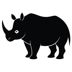 Black silhouette rhino african wildlife animal