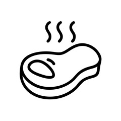 Cooked steak icon illustration with steam for meat dishes and culinary concepts