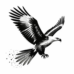 Obraz premium Geometric Eagle Illustration-Abstract Bird in Flight-Black and White Graphic Design-Modern Eagle Art-Majestic Bird Image-Minimalist Animal Design