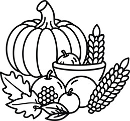 Thanksgiving autumn harvest on white background