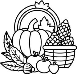 Thanksgiving autumn harvest on white background