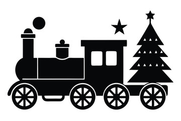 Christmas train vector icon