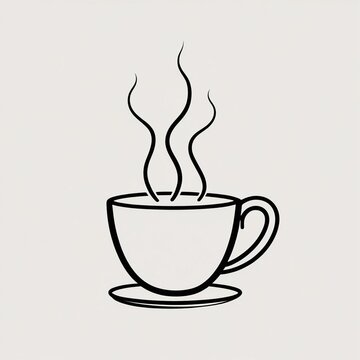 Steaming Coffee Cup &ndash; Line Art Vector

Uso: Logos, card&aacute;pios, estampas para canecas