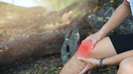 Man suffering from Knee pain, Joint pain, Arthritis and osteoarthritis. Medical concept.