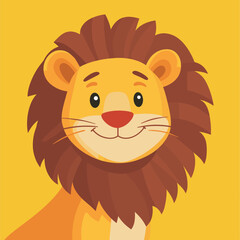 Cartoon lion character on a yellow background
