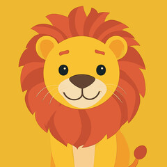 Cartoon lion character on a yellow background