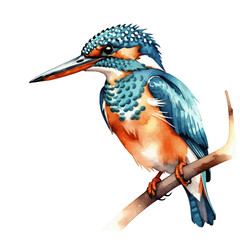 Watercolor Kingfisher Art-Beautiful Bird Illustration-Vibrant Blue and Orange Plumage-Detailed Watercolor Painting-Nature Inspired Wall Art-Perfect for Bird Lovers