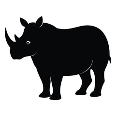 Black silhouette rhino african wildlife animal