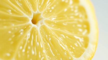 Macro of a juicy lemon slice showing detailed pulp