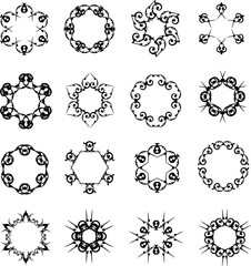 set of black floral frames designs2