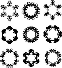 set of black patterns like star and frame designs