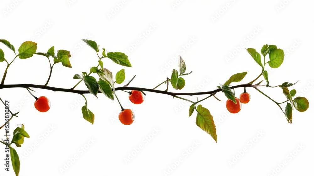 Poster a close-up view of a cherry tree branch with ripe fruit