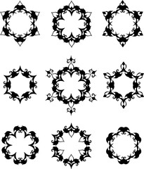 Fototapeta premium set of black patterns and frames like star