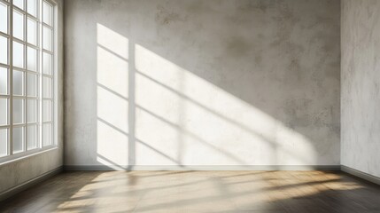 Obraz premium Sunlit corner in an empty room with modern wall texture
