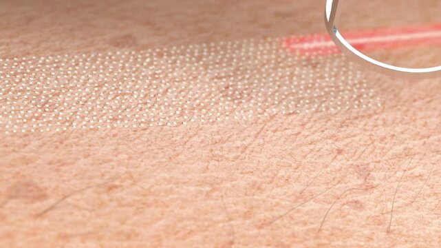 Old wrinkled skin surface co2 laser resurfacing macro, 4k looped switch