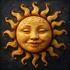 Vintage sun face illustration
