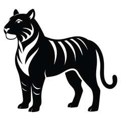 Majestic black tiger silhouette standing tall