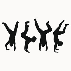 Silhouettes of People Performing Handstands A Collection of Action Poses